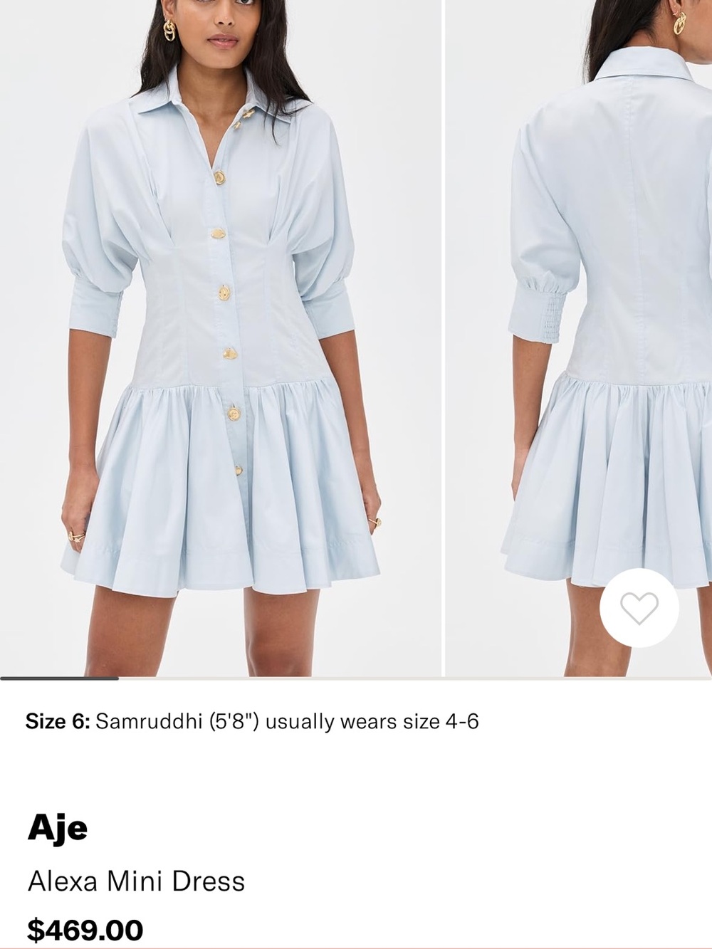 Aje Pastel Blue Button Shirt Dress - NWT